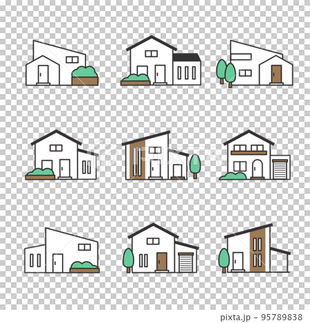 シンプルでおしゃれな家のイラスト アイコン 95789838