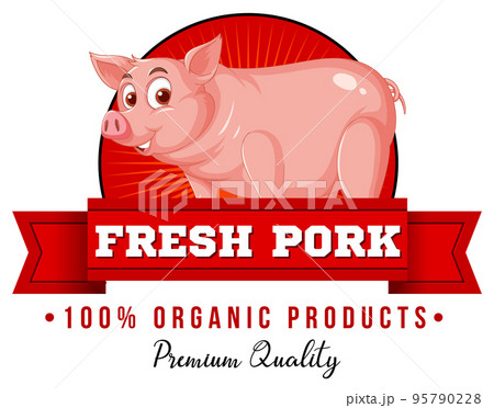 Pig cartoon character logo for pork products Pig cartoon character logo for pork products 95790228
