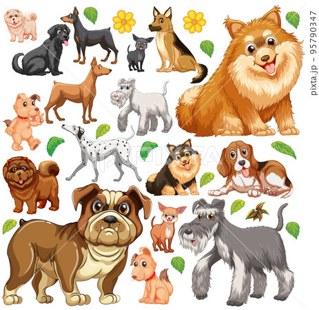 Cute animals set on white background 95790347