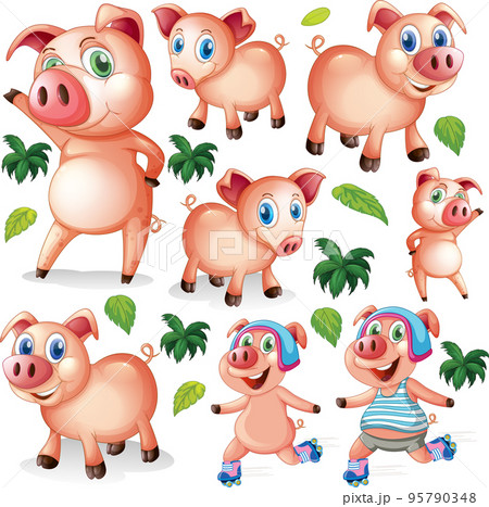 Cute animals cartoon set on white background 95790348