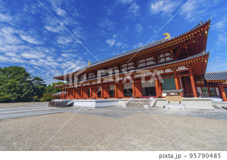 秋空に映える薬師寺の大講堂（奈良県奈良市西ノ京） 95790485