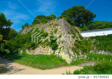 【日本100名城】明石城　稲荷曲輪から見た天守台と土塀　兵庫県明石市 95790685