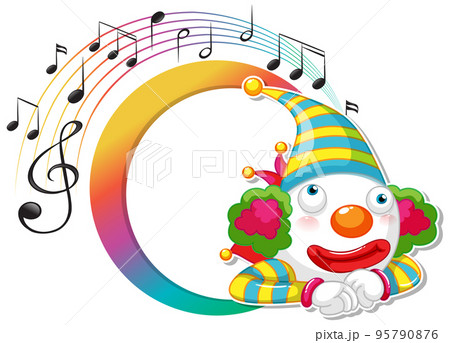 Circus clown with music key banner Circus clown with music key banner 95790876