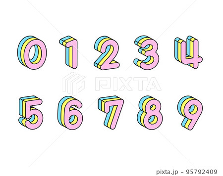 カラフルな立体数字のイラストのイラスト素材 [95792409] - PIXTA