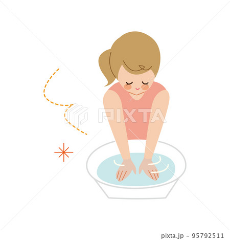 手浴をしている女性 線なし 手浴をしている女性 線なし 95792511