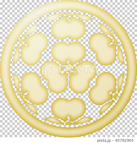 家紋　丸に七つ片喰【金色】 95792905