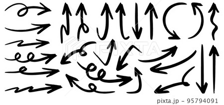 Set of Hand drawn vector arrows doodle on white background. design element vector illustration. Set of Hand drawn vector arrows doodle on white background. design element vector illustration. 95794091