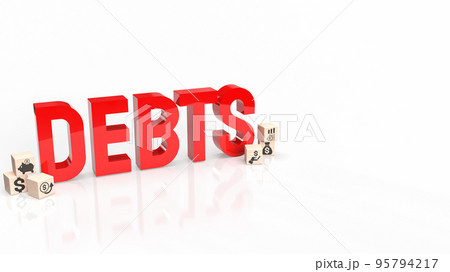 The red debts text on white background 3d...のイラスト素材 [95794217] - PIXTA