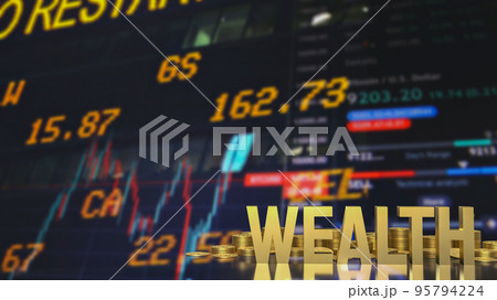 The gold wealth text and gold coins for business concept 3d rendering 95794224