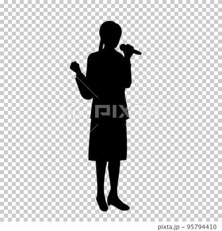Illustration image of a female office worker singing a song 95794410