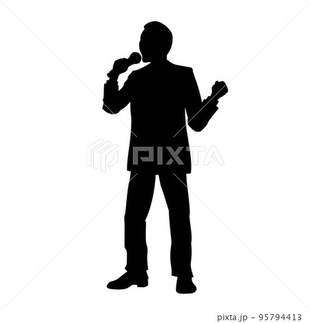 歌を歌う男性会社員のイラストイメージ 95794413