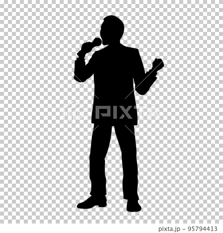 Illustration image of a male office worker singing a song 95794413