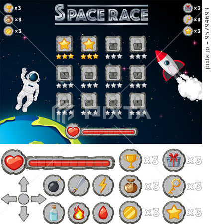 Space game background template and elements 95794693