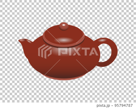臙脂色でかわいい茶壺（急須）のイラスト素材 95794787