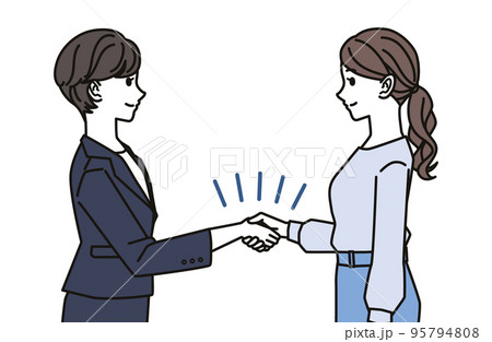 握手を交わすビジネスウーマンのイラスト 握手を交わすビジネスウーマンのイラスト 95794808