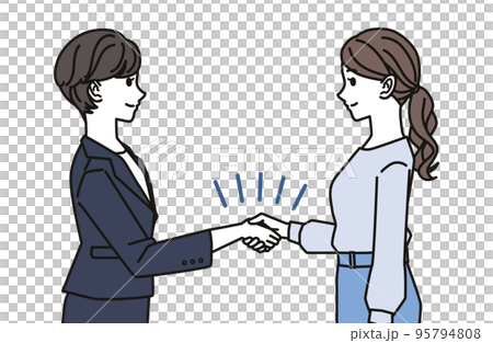 握手を交わすビジネスウーマンのイラスト 握手を交わすビジネスウーマンのイラスト 95794808