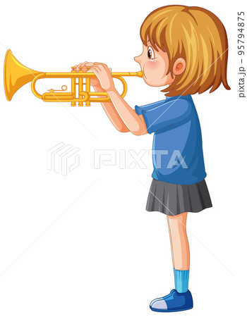A girl playing trumpet musical instrument 95794875