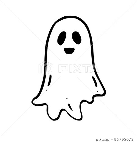 Doodle cute ghost. Halloween print black on white 95795075
