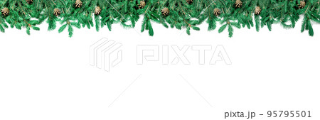 christmas wide panorama banner with undecorated pure green natural fir branches isolated on white background. Christmas Border tree branches isolated on white, horizontal banner. top view, copy space christmas wide panorama banner with undecorated pure green natural fir branches isolated on white background. Christmas Border tree branches isolated on white, horizontal banner. top view, copy space 95795501