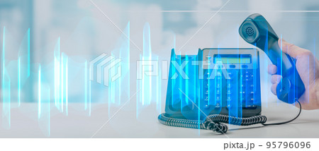 analysis of recorded voip telephone conversation. graphic interpretation of recording of office telephone business conversations. wide banner analysis of recorded voip telephone conversation. graphic interpretation of recording of office telephone business conversations. wide banner 95796096