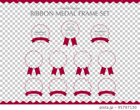 Ribbon medal circular frame set red 95797130
