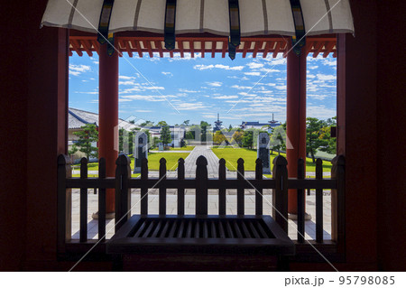 玄奘三蔵院の礼門から見る薬師寺の境内 95798085