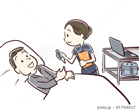 体温計を渡す看護師 95799837