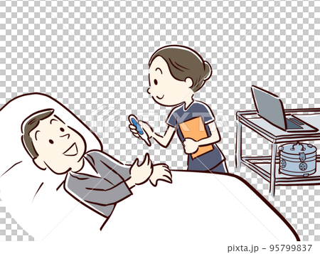 A nurse giving a thermometer A nurse giving a thermometer 95799837