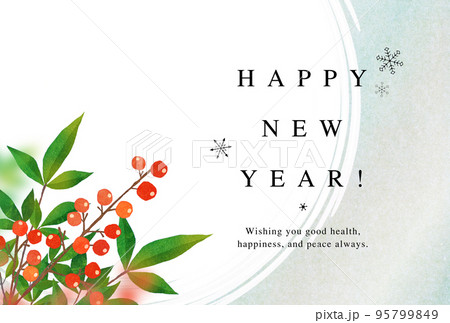 年賀状　南天の年賀状テンプレート 95799849
