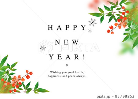年賀状　南天の年賀状テンプレート 95799852