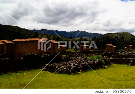 View to archaeological site of Raqchi, Cuzco, Peru View to archaeological site of Raqchi, Cuzco, Peru 95800670