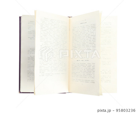Open book with hard cover isolated on white, top view 95803236