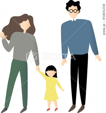 子連れ家族のイラスト 子連れ家族のイラスト 95804208