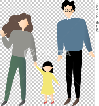 子連れ家族のイラスト 子連れ家族のイラスト 95804208