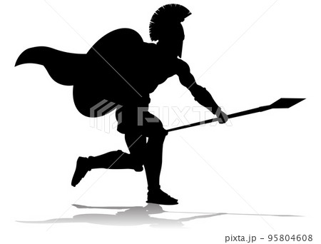 Spartan Silhouette Gladiator Trojan Greek Warrior 95804608