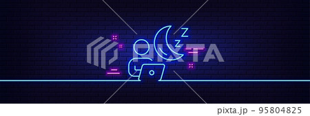 Neon light glow effect. Night shift line icon....のイラスト素材 [95804825] - PIXTA