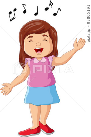 Cute little girl cartoon singing 95805191