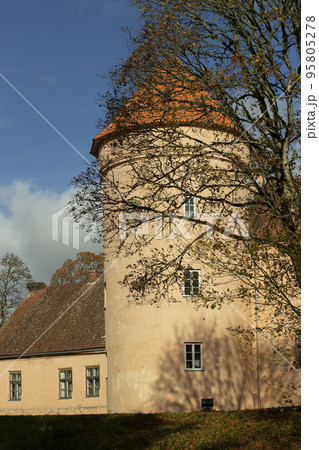Beautiful European castles. The Edoles Castle, autumn, Latvia. High quality photo 95805278