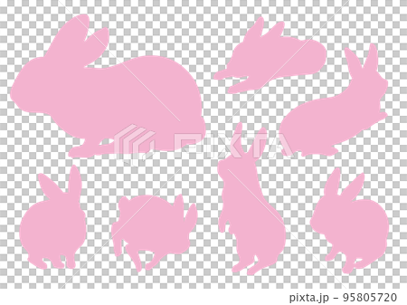 うさぎのシルエット(2)　ピンク 95805720