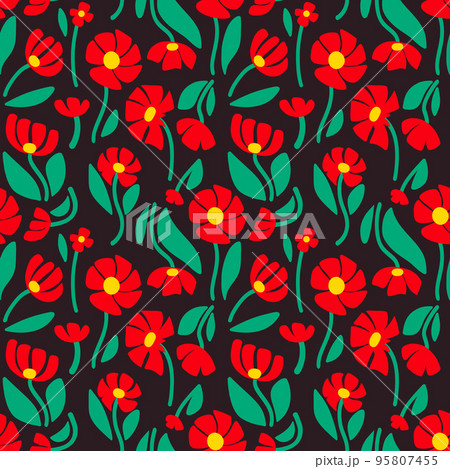 Seamless pattern of poppy flowers 95807455