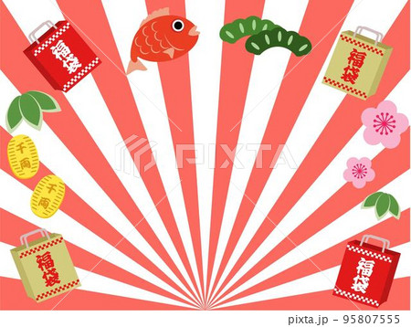 縁起物と福袋のサンバーストフレーム 95807555