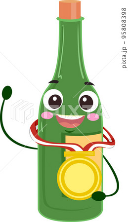 Mascot Wine Bottle Medal Illustration Mascot Wine Bottle Medal Illustration 95808398