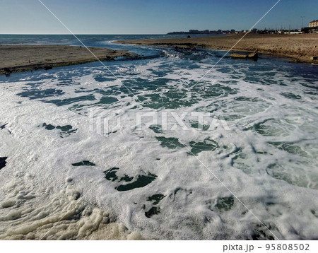 Discharge water into the Caspian Sea. 95808502