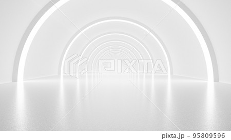 White futuristic tunnel leading to light. 95809596