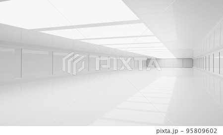 White futuristic tunnel leading to light. 95809602