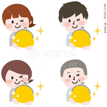 財布と人物のイラストセット 95811198