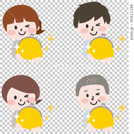 財布と人物のイラストセット 95811198