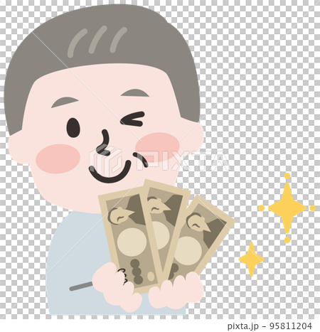 Illustration of senior man with money 95811204