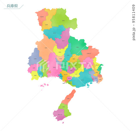 水彩風の地図　兵庫県 95811409