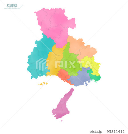 水彩風の地図　兵庫県 95811412